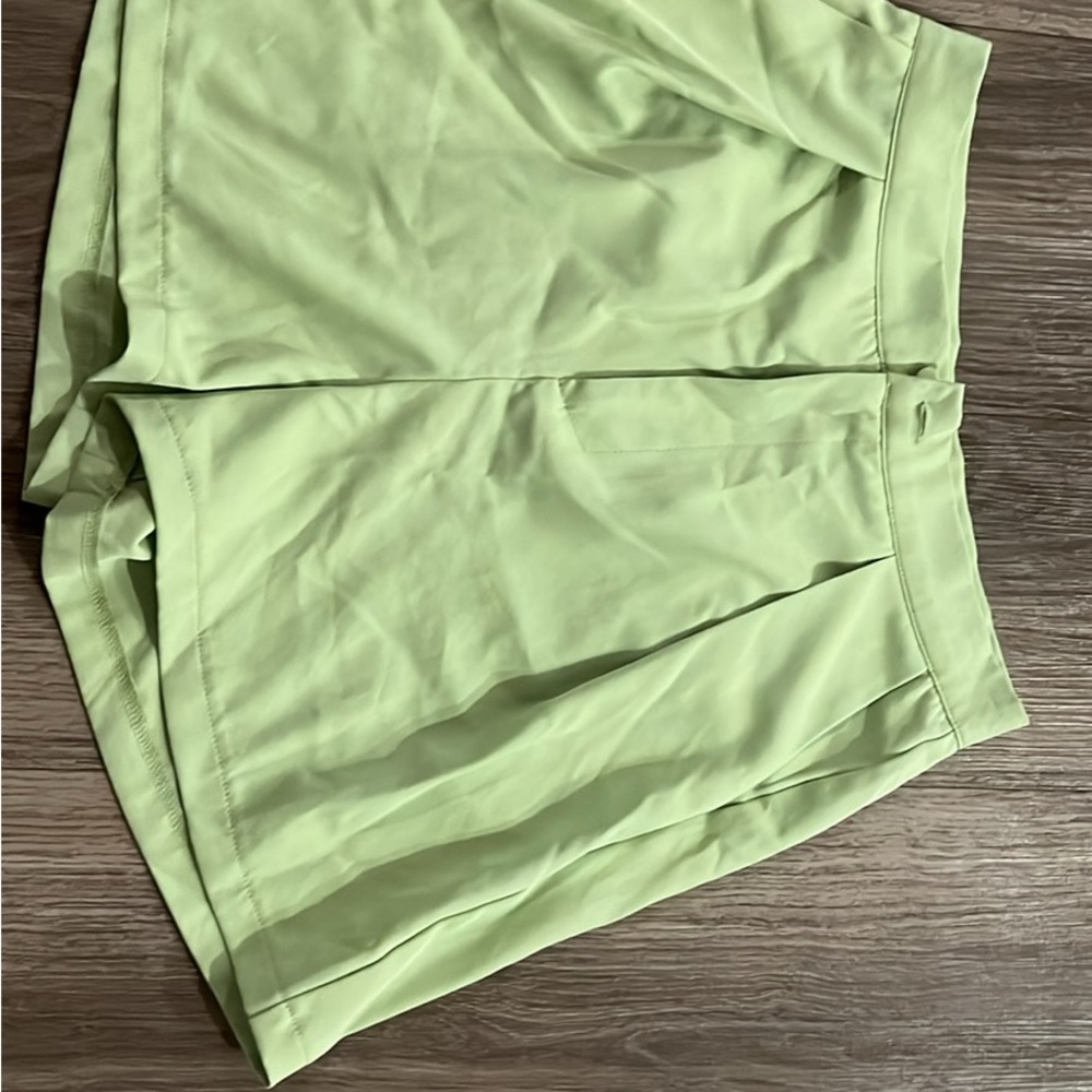 High Waist Green Shorts pleated